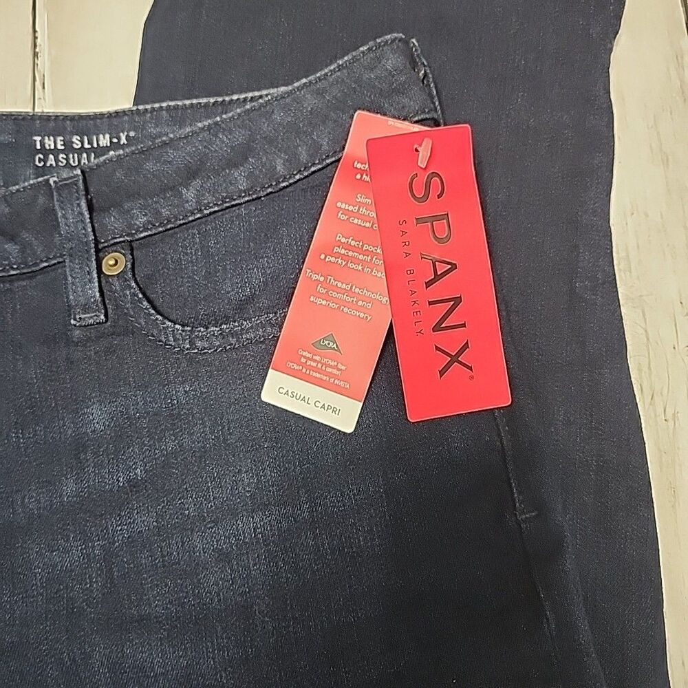 Spanx NWT Womens Size 32 Slim-X Casual Cropped Capri Jeans Shaping - Picture 4 of 13